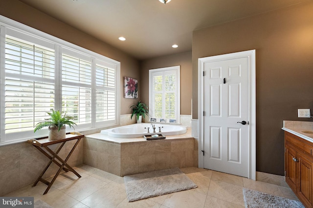 107 Centrenest Ln, Wilmington, DE 19807 - full bathroom with vanity, recessed lighting, a bath, and tile patterned floors