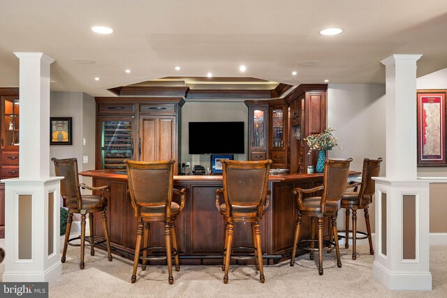 107 Centrenest Ln, Wilmington, DE 19807 - bar with light colored carpet, recessed lighting, and bar