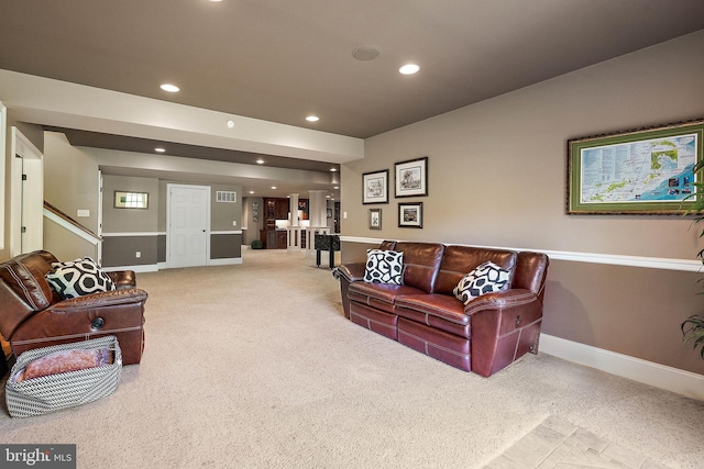 107 Centrenest Ln, Wilmington, DE 19807 - living room with baseboards, stairs, and recessed lighting