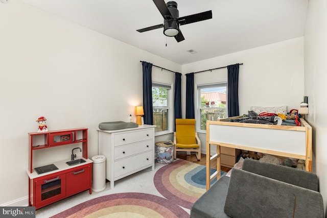 bedroom with a ceiling fan