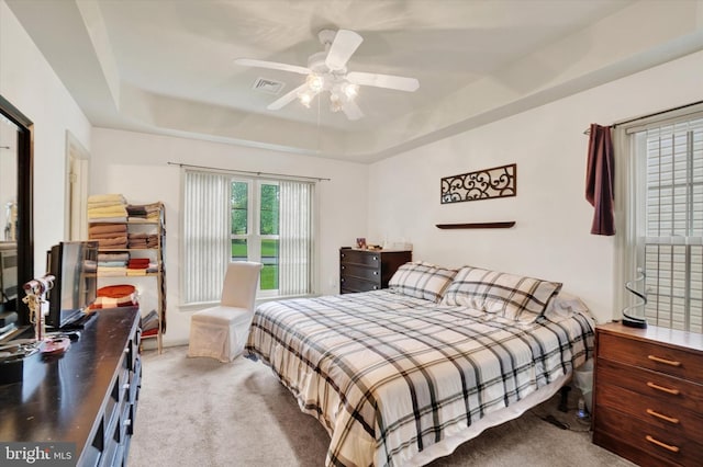 3114 Harmony Rose Ct, Dover, PA 17315 - carpeted bedroom with a tray ceiling and a ceiling fan