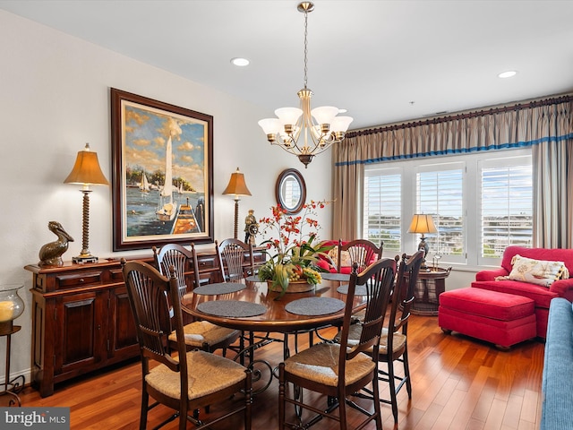 13000 Marina View Ln Unit 25, Ocean City, MD 21842 - dining space featuring a chandelier, hardwood / wood-style flooring, and recessed lighting