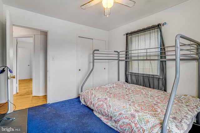 3515 19th St S, Arlington, VA 22204 - bedroom featuring wood finished floors, a closet, and a ceiling fan