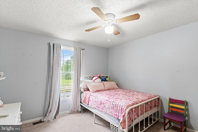 2 Bunting Bridge Rd, Cookstown, NJ 08511 - bedroom featuring light carpet, ceiling fan, and a textured ceiling