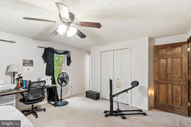 2 Bunting Bridge Rd, Cookstown, NJ 08511 - carpeted office featuring a textured ceiling and a ceiling fan