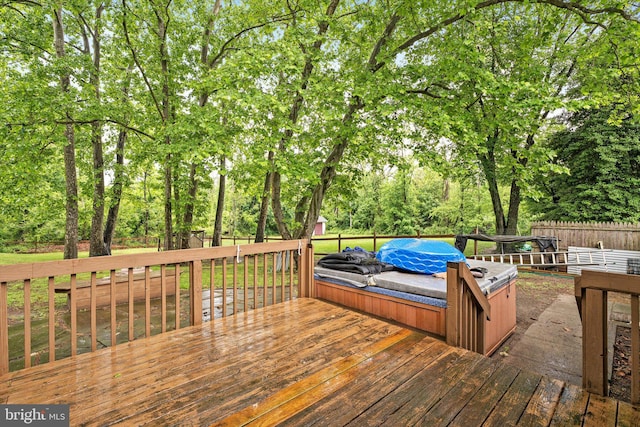 2 Bunting Bridge Rd, Cookstown, NJ 08511 - wooden deck with a covered hot tub