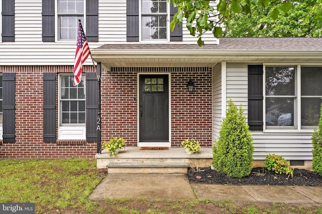 2 Bunting Bridge Rd, Cookstown, NJ 08511 - doorway to property with brick siding
