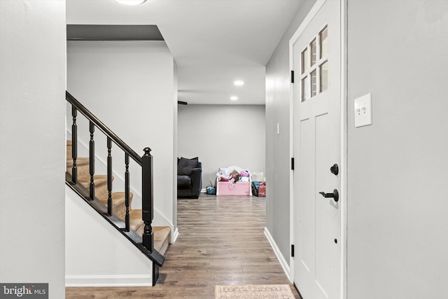 2 Bunting Bridge Rd, Cookstown, NJ 08511 - corridor featuring wood finished floors, recessed lighting, stairs, and baseboards