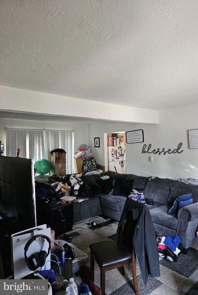 135 Hampshire Rd, Sicklerville, NJ 08081 - living area featuring carpet and a textured ceiling