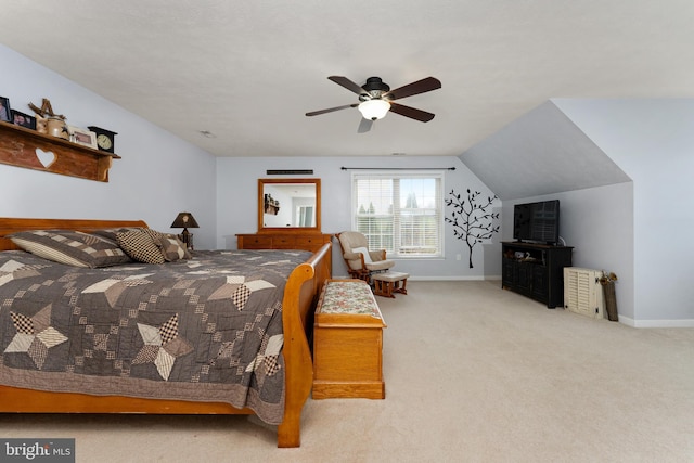 3 Oleander Dr, Stafford, VA 22554 - bedroom featuring baseboards, lofted ceiling, a ceiling fan, and carpet