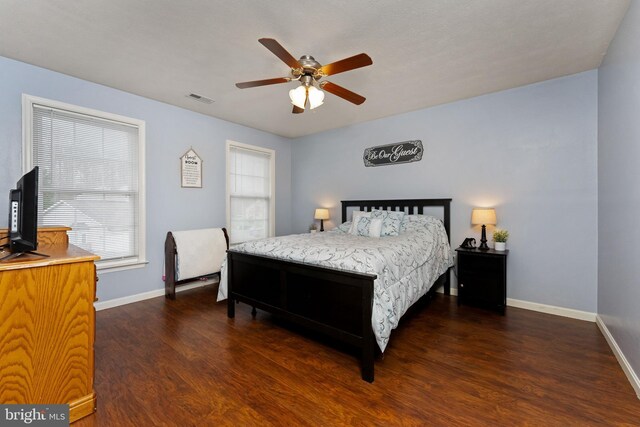 3 Oleander Dr, Stafford, VA 22554 - bedroom featuring baseboards, visible vents, a ceiling fan, and wood finished floors
