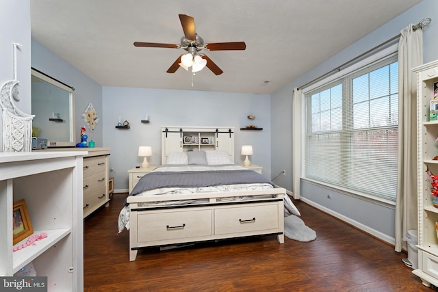3 Oleander Dr, Stafford, VA 22554 - bedroom with dark wood-type flooring, baseboards, and a ceiling fan