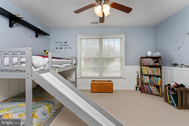 3 Oleander Dr, Stafford, VA 22554 - carpeted bedroom featuring multiple windows, ceiling fan, wainscoting, and visible vents