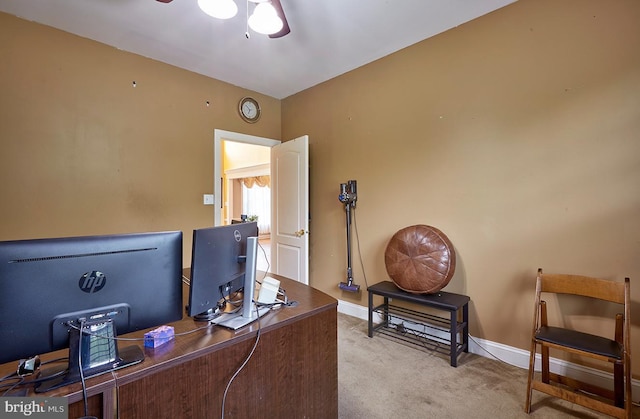 28 Autumnwood Ln, Mount Laurel, NJ 08054 - office area with carpet flooring, ceiling fan, and baseboards