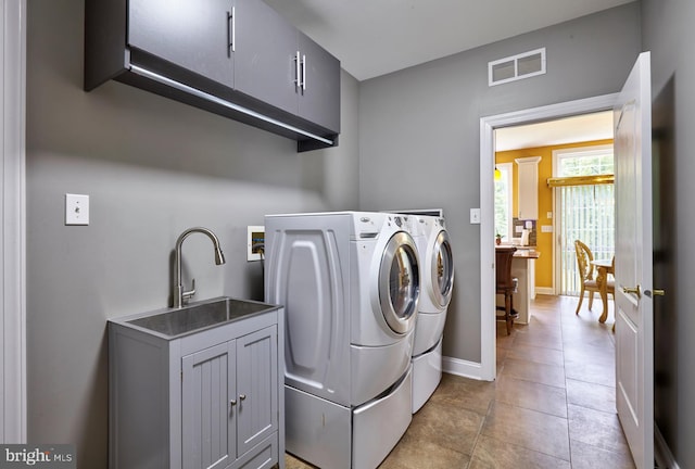 28 Autumnwood Ln, Mount Laurel, NJ 08054 - clothes washing area with separate washer and dryer, cabinet space, baseboards, and tile patterned flooring