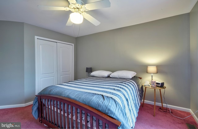 28 Autumnwood Ln, Mount Laurel, NJ 08054 - carpeted bedroom with baseboards, a closet, and ceiling fan