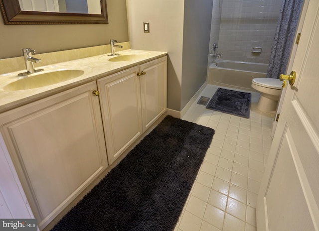28 Autumnwood Ln, Mount Laurel, NJ 08054 - full bathroom featuring tile patterned floors, toilet, double vanity, bathtub / shower combination, and baseboards