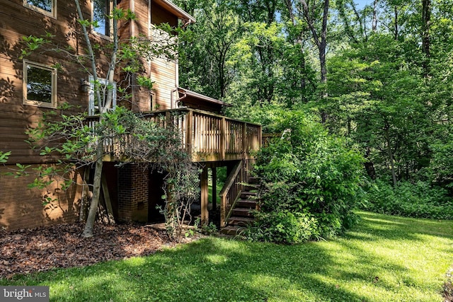 112 Old Forest Cir, Winchester, VA 22602 - view of grassy yard featuring stairs and a wooden deck