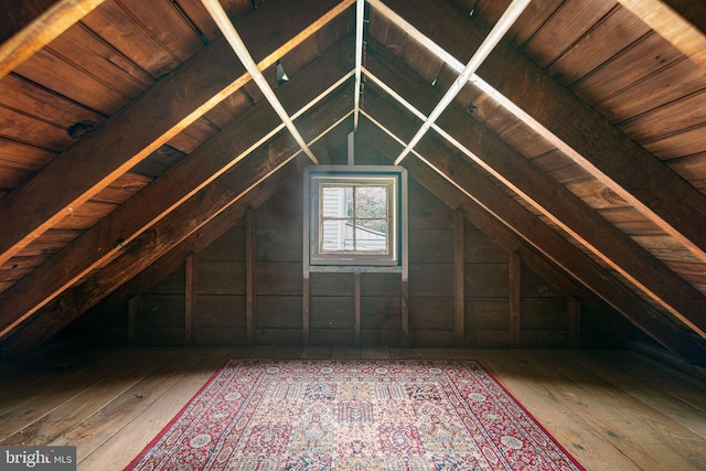 view of unfinished attic