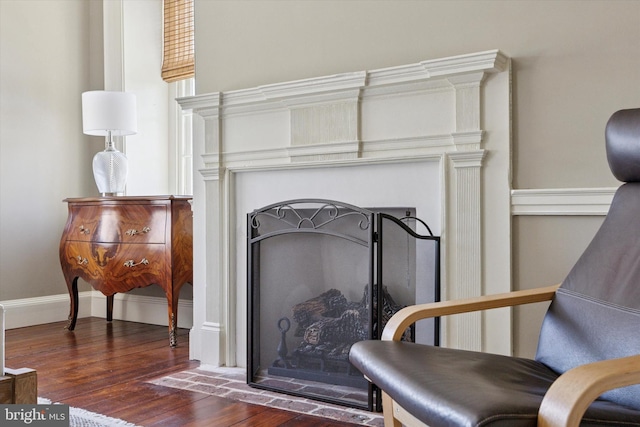 275 S Creek Rd, West Chester, PA 19382 - interior details with baseboards, a fireplace with flush hearth, and wood finished floors