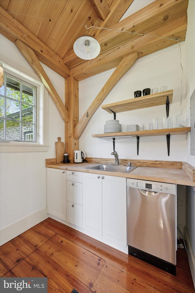 275 S Creek Rd, West Chester, PA 19382 - washroom with a sink, wood ceiling, and light wood-style floors