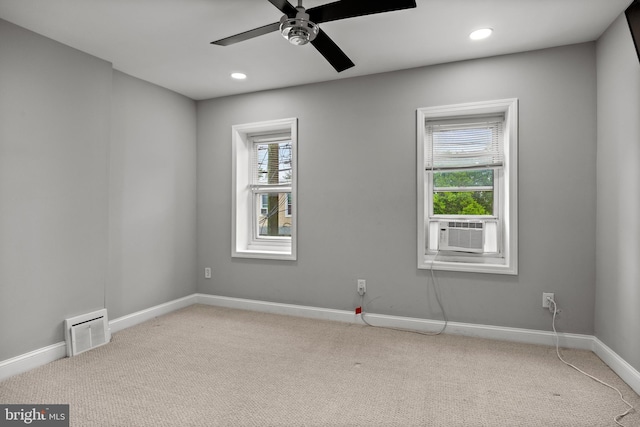 418 Vine St, Camden, NJ 08102 - empty room with plenty of natural light, carpet, cooling unit, baseboards, and recessed lighting