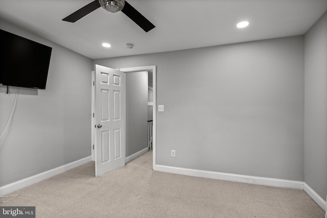 418 Vine St, Camden, NJ 08102 - unfurnished bedroom featuring carpet floors, baseboards, recessed lighting, and a ceiling fan