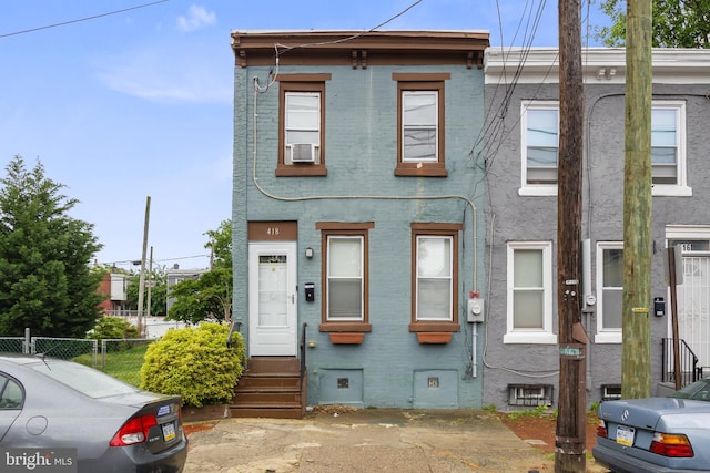 418 Vine St, Camden, NJ 08102 - view of property with fence, entry steps, cooling unit, and stucco siding