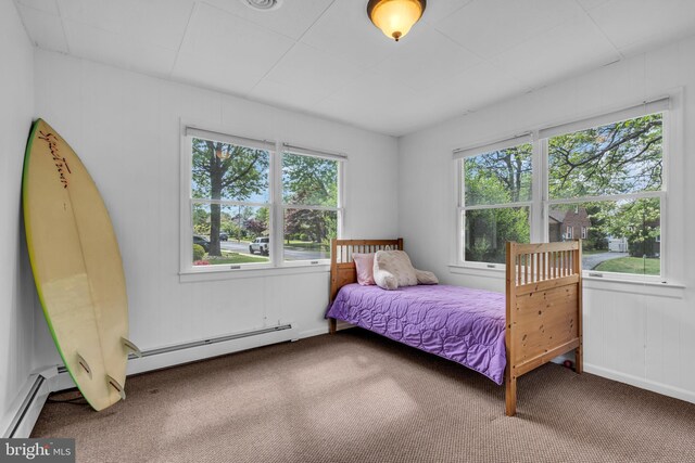 1545 Maple Ave, Haddon Heights, NJ 08035 - bedroom with carpet flooring, multiple windows, and a baseboard radiator