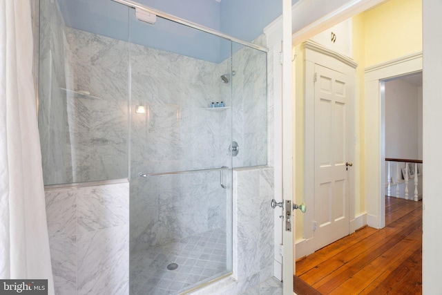 1129 Delaplane Grade Rd, Upperville, VA 20184 - bathroom with hardwood / wood-style floors and a marble finish shower