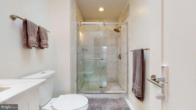 4914 3rd St NW, Washington, DC 20011 - full bathroom featuring vanity, toilet, tile patterned flooring, and a shower stall