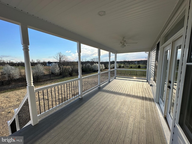 deck featuring ceiling fan