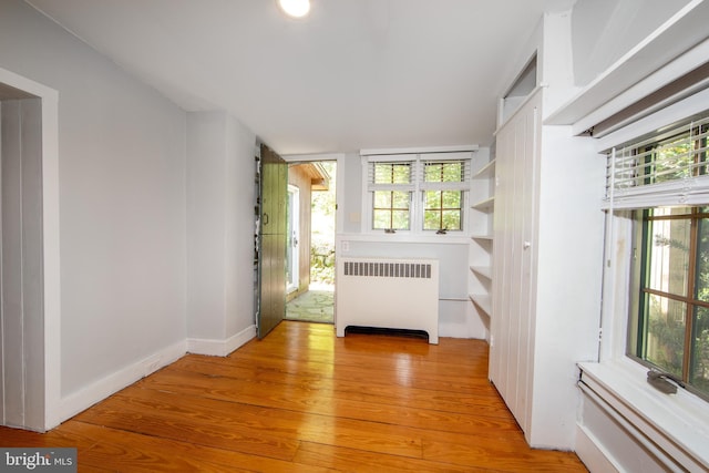 2957 River Rd, New Hope, PA 18938 - empty room with radiator, a wealth of natural light, and light wood-style floors