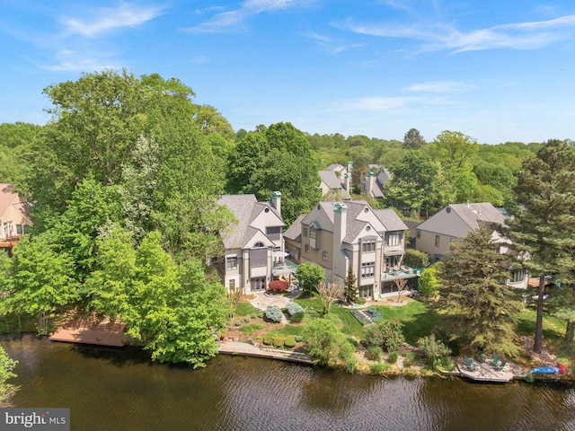 view from above of property featuring a nearby body of water