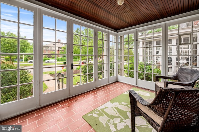 sunroom featuring french doors