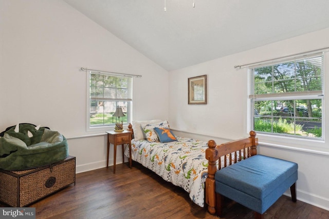 1215 Pine Ave, Shady Side, MD 20764 - bedroom with lofted ceiling, wood finished floors, and baseboards
