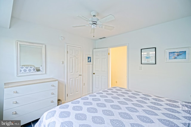 bedroom with a ceiling fan