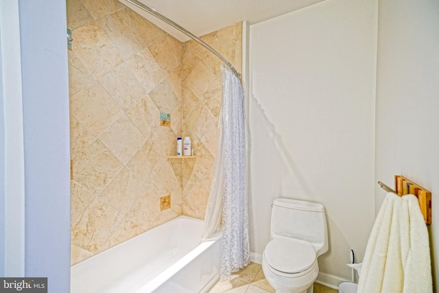 full bath featuring shower / tub combo and toilet