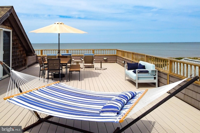 130 Bayview Ave Unit I, Lewes, DE 19958 - deck featuring a water view and outdoor dining space