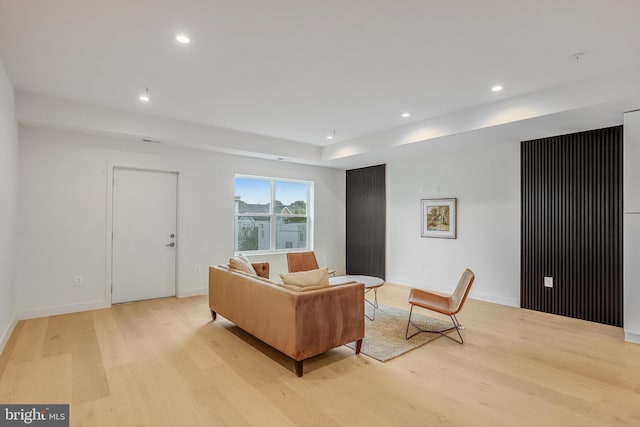 4902 D St SE, Washington, DC 20019 - living room featuring light wood-style flooring, recessed lighting, and baseboards