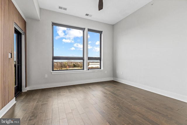 44691 Wellfleet Dr Unit 508, Ashburn, VA 20147 - spare room with dark wood-style floors, ceiling fan, and baseboards