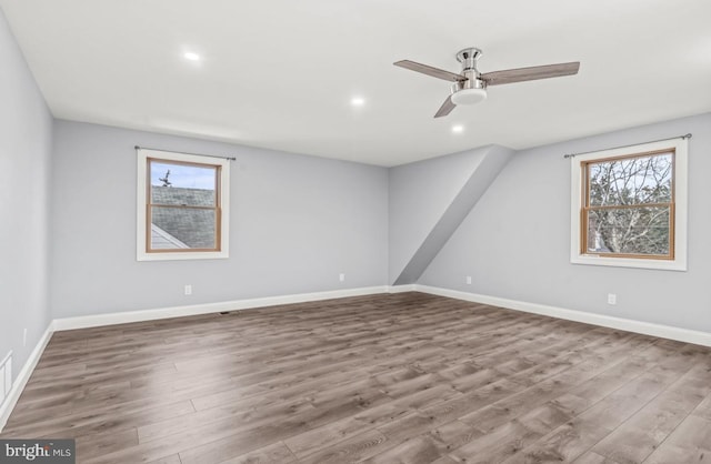 22 Duncan Ave, Westville, NJ 08093 - additional living space featuring wood finished floors, a ceiling fan, baseboards, and recessed lighting