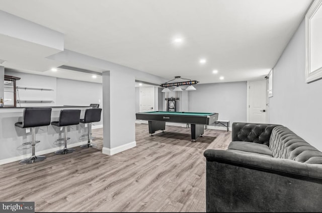 22 Duncan Ave, Westville, NJ 08093 - playroom featuring bar area, wood finished floors, billiards, baseboards, and recessed lighting