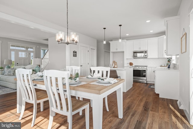 502 Winding Way Asbury Ii Model, Unit Asbury Ii Model, Wrightsville, PA 17368 - dining space featuring a chandelier, recessed lighting, and dark wood-style floors