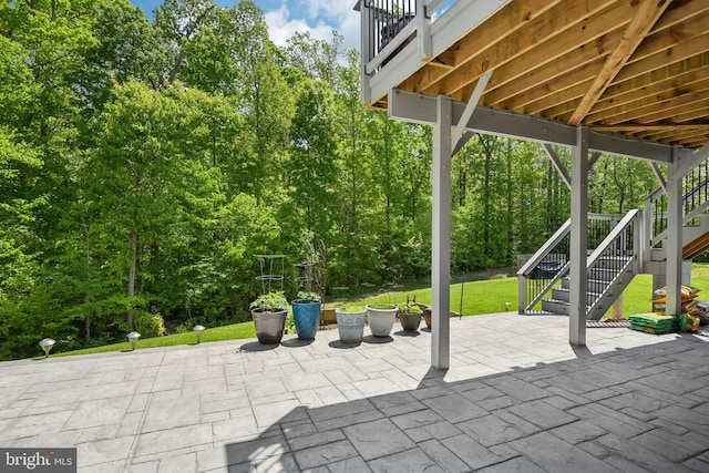 view of patio / terrace with stairs