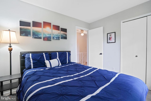bedroom with a closet and carpet floors