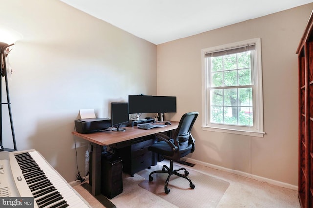 office area featuring baseboards and carpet floors