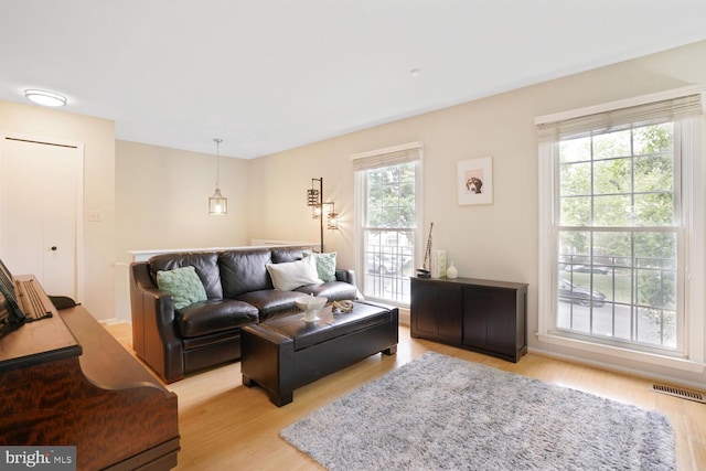 living area with light wood finished floors