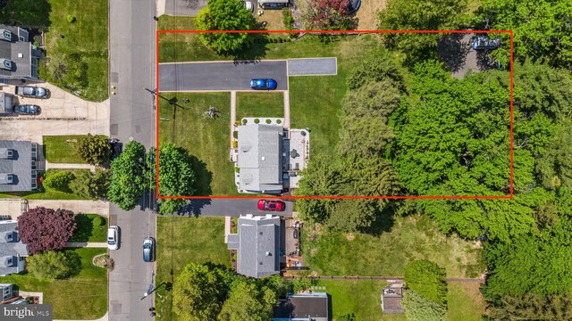 aerial overview of property's location featuring property parcel outlined