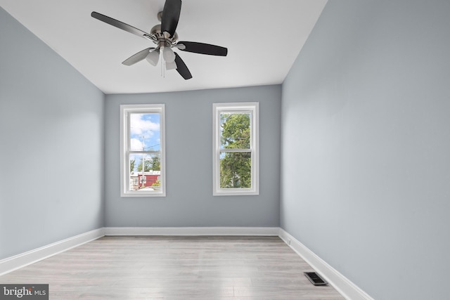 524 N Loudon Ave, Baltimore, MD 21229 - empty room featuring baseboards, a ceiling fan, visible vents, and wood finished floors